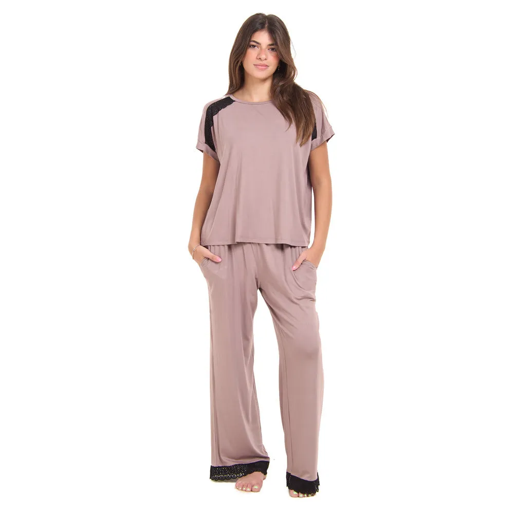 Women summer pajama set Cafe Lace shirt   Pants