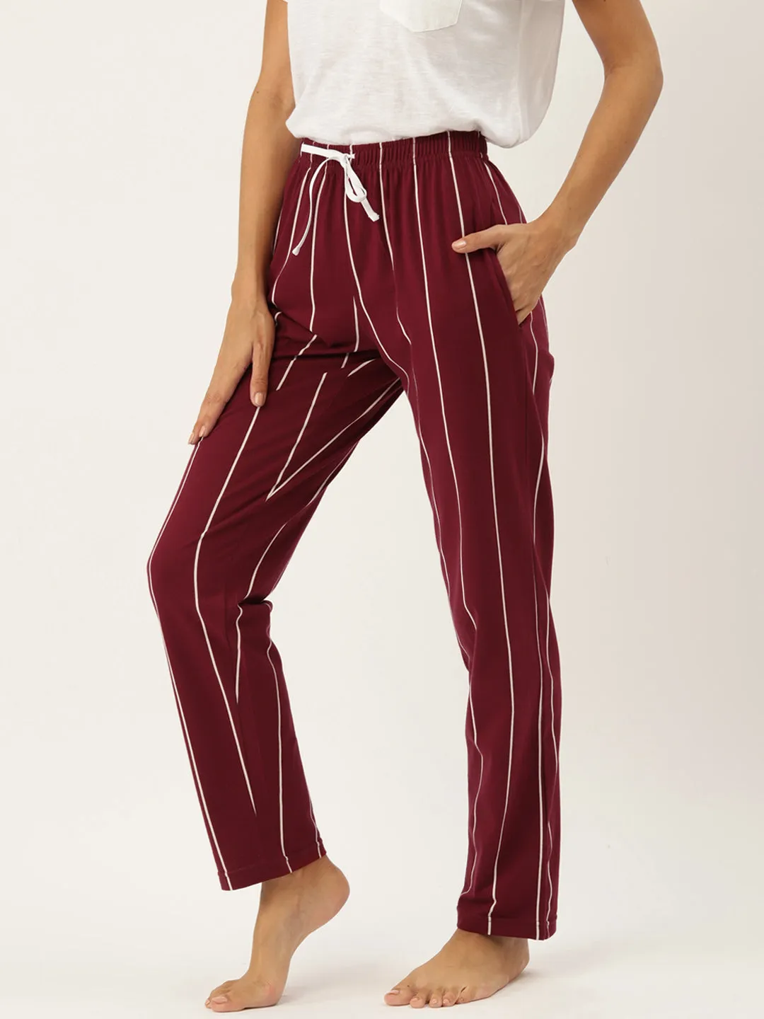 Women's Printed Cotton Maroon Lounge Pants | LDLW-2317-1 |