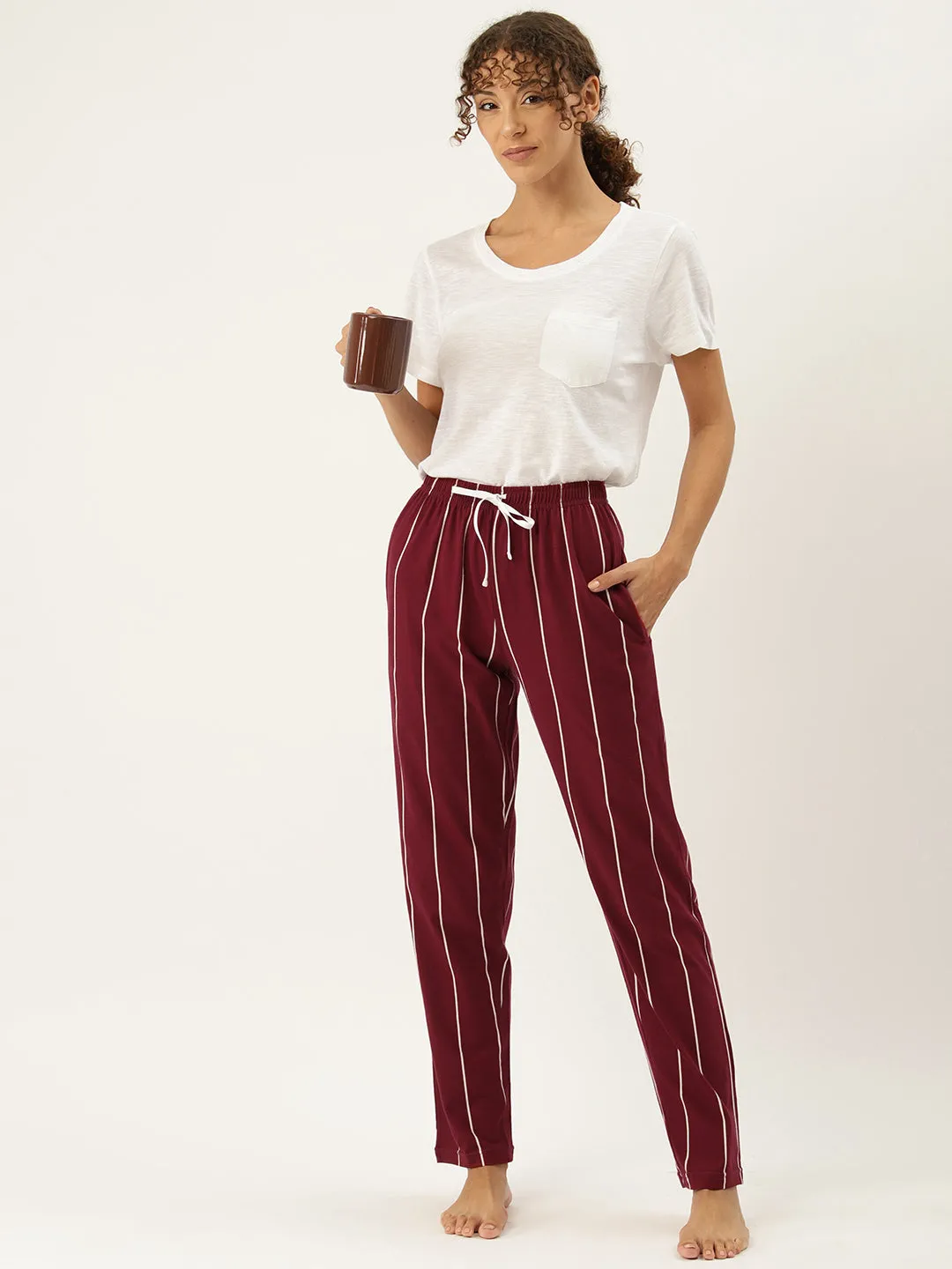 Women's Printed Cotton Maroon Lounge Pants | LDLW-2317-1 |