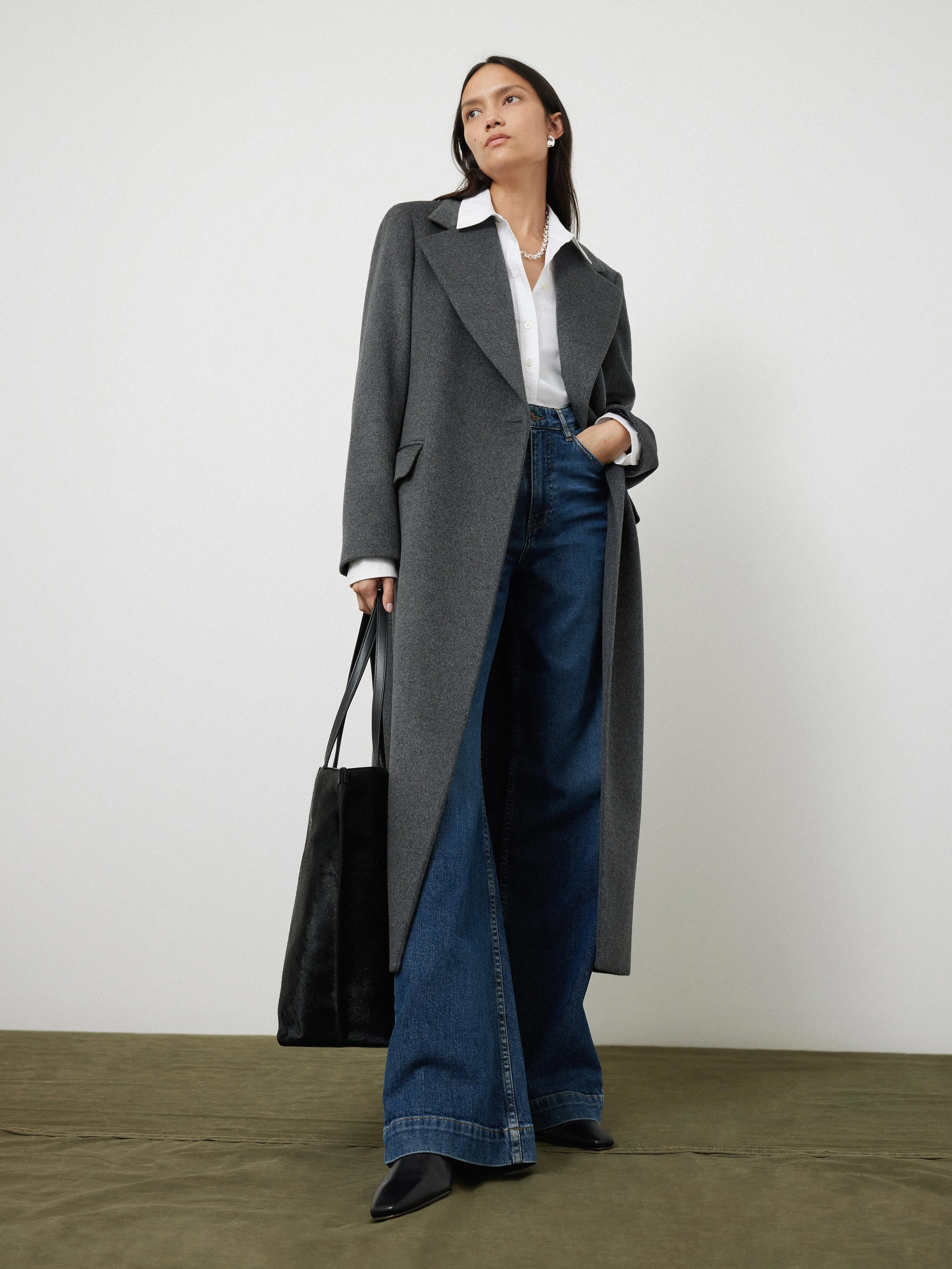 Wool Maxi City Coat | Charcoal