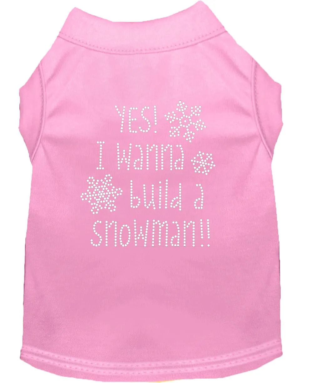 Yes! I Want To Build A Snowman Rhinestone Dog Shirt Light Pink Xxl (18)